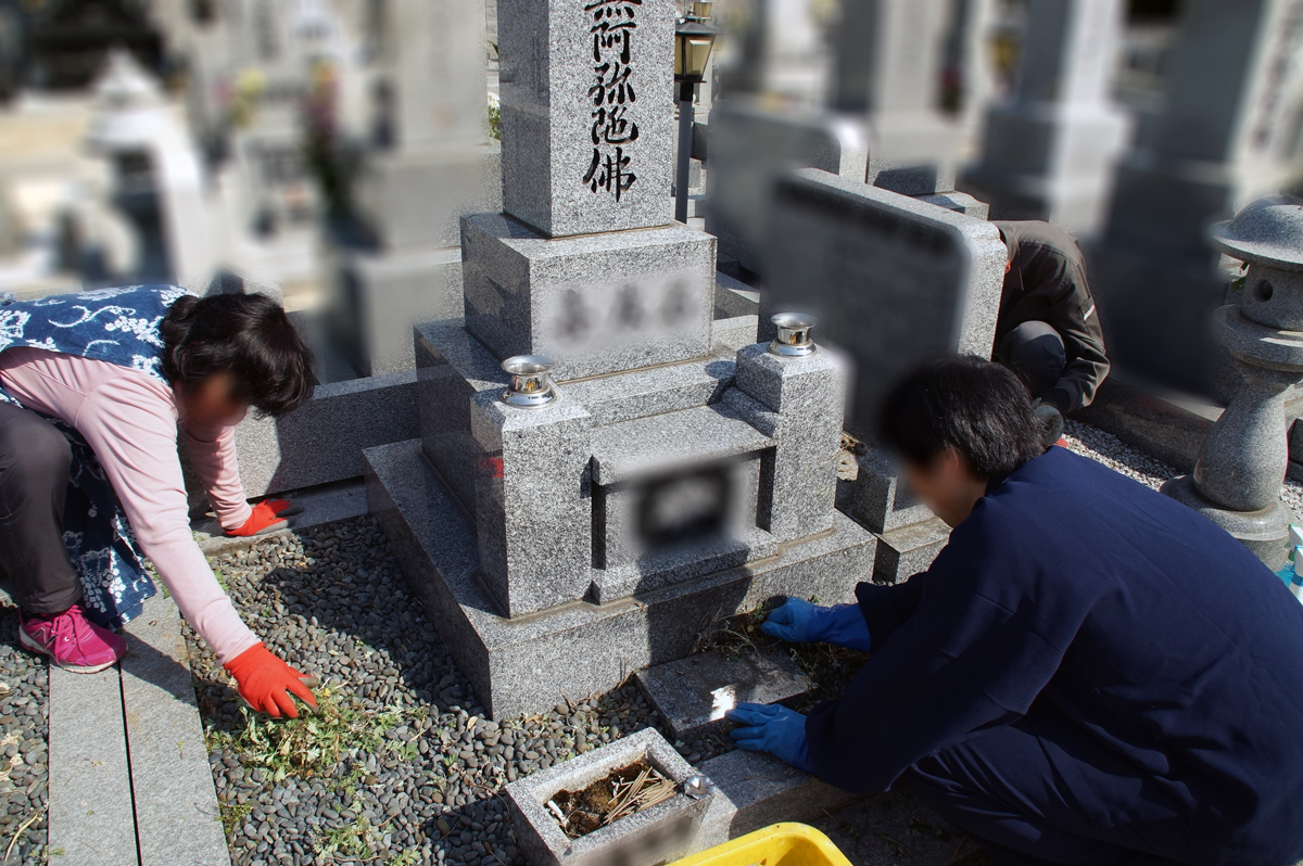 墓所清掃の様子